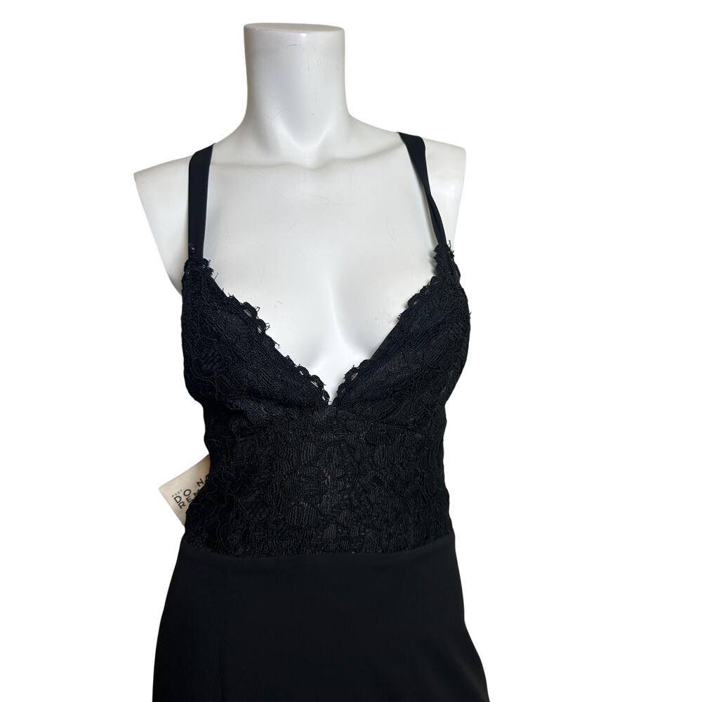 Fame and Partners MC180 Black Lace Bodice Maxi Dress Size 8 V Neck Formal NWT - Picture 4 of 13